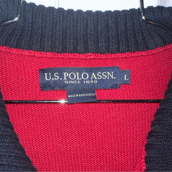 US POLO ASSN. LARGE QUARTER ZIP KNIT SWEATER - Picture 3 of 4